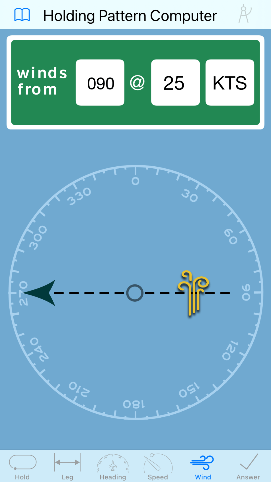 Holding Pattern Computer -Windspeed Tab