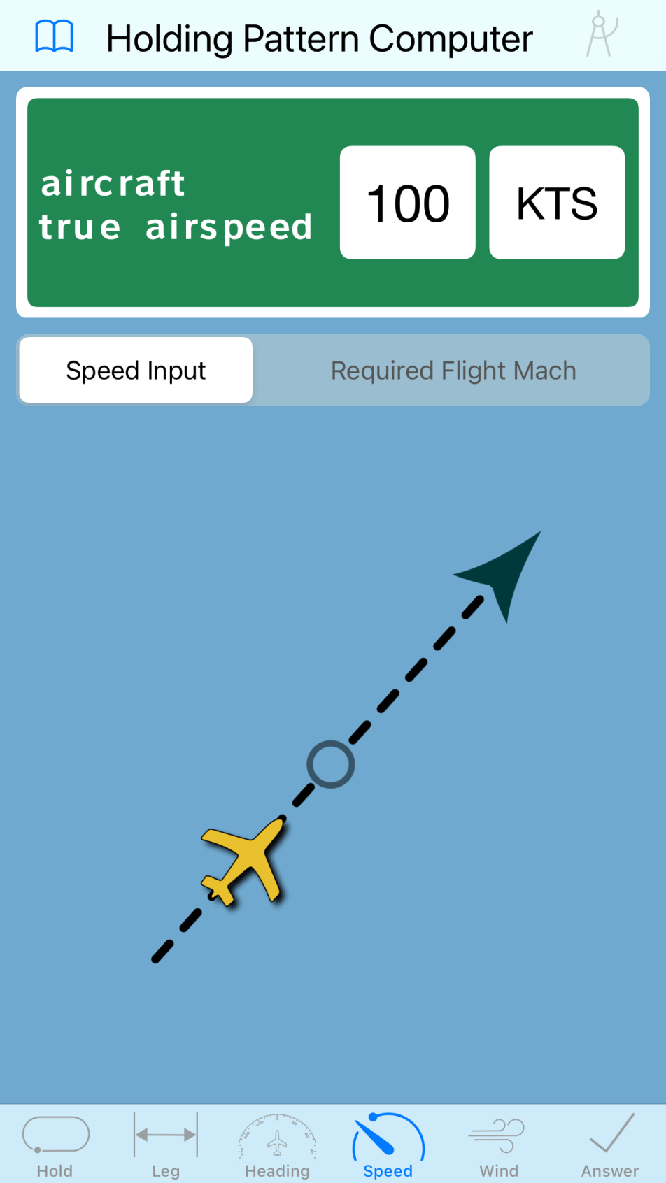 Holding Pattern Computer - Aircraft Airspeed Tab